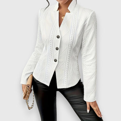 Dames Blazer Jacket met Knoopsluiting en Staande Kraag