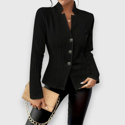 Dames Blazer Jacket met Knoopsluiting en Staande Kraag