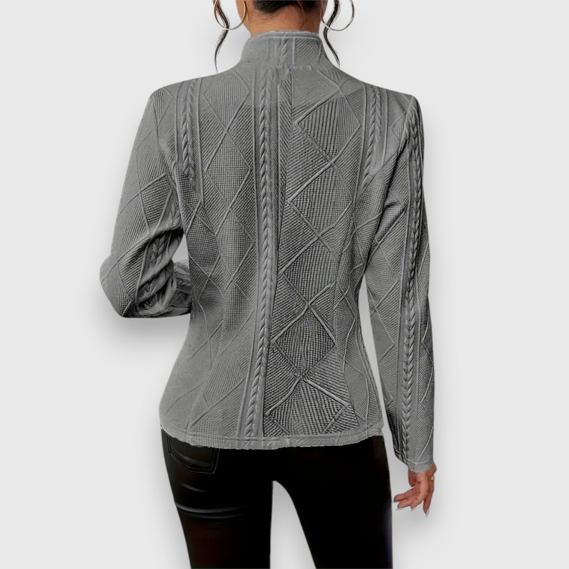 Dames Blazer Jacket met Knoopsluiting en Staande Kraag