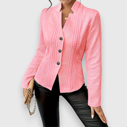 Dames Blazer Jacket met Knoopsluiting en Staande Kraag