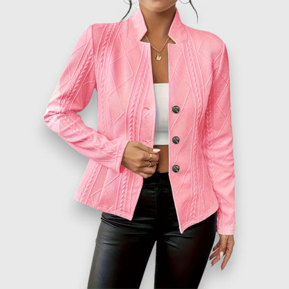 Dames Blazer Jacket met Knoopsluiting en Staande Kraag
