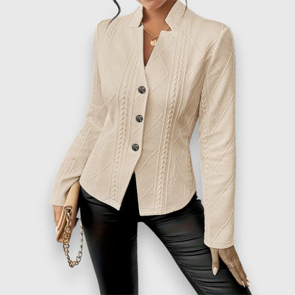 Dames Blazer Jacket met Knoopsluiting en Staande Kraag