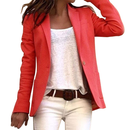 Dames Blazer met Revers en Slim Fit Lange Mouw Rood