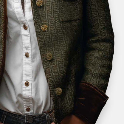 Dames Blazer met Visgraatpatroon en Knoopsluiting
