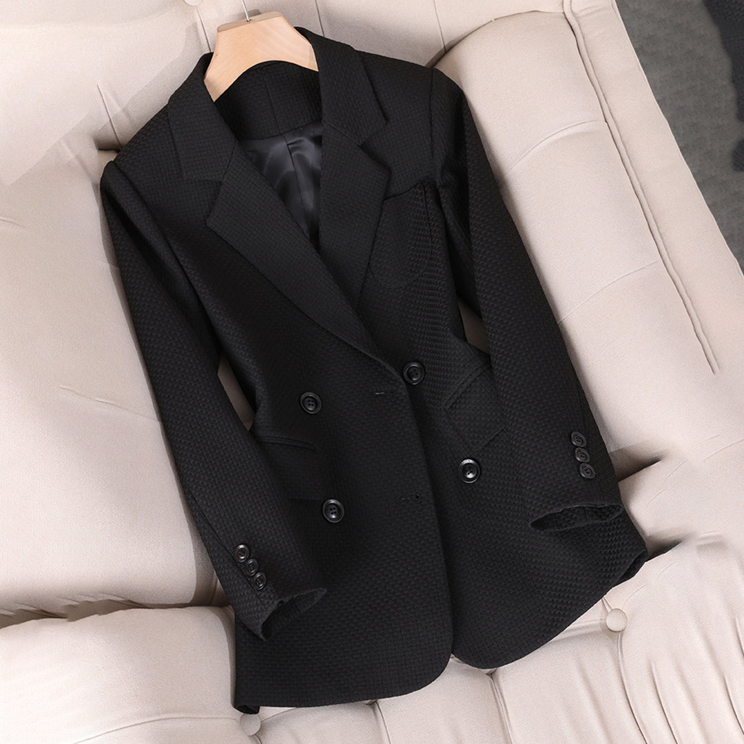 Dames Blazer Mouwloos met Dubbele Rij Knopen Zwart