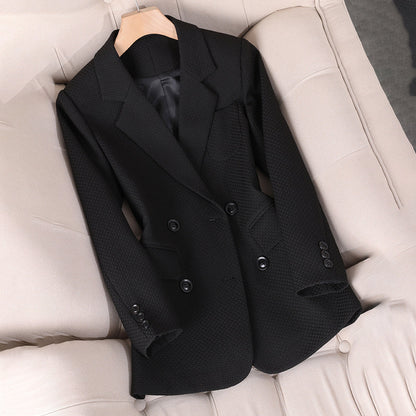 Dames Blazer Mouwloos met Dubbele Rij Knopen Zwart