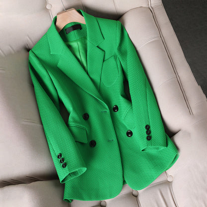 Dames Blazer Mouwloos met Dubbele Rij Knopen Groen