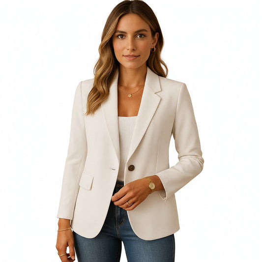 Dames Blazer Single-Breasted met Revers en Knoopsluiting