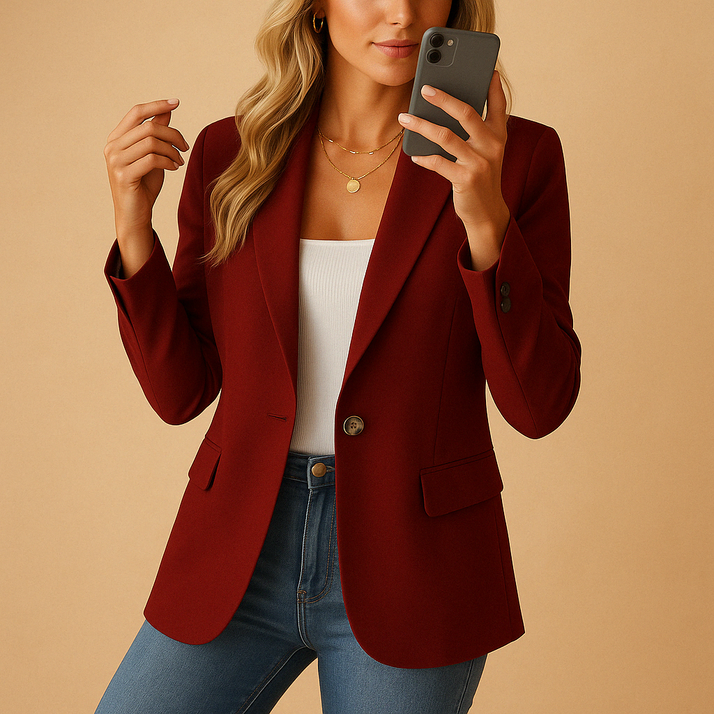 Dames Blazer Single-Breasted met Revers en Knoopsluiting