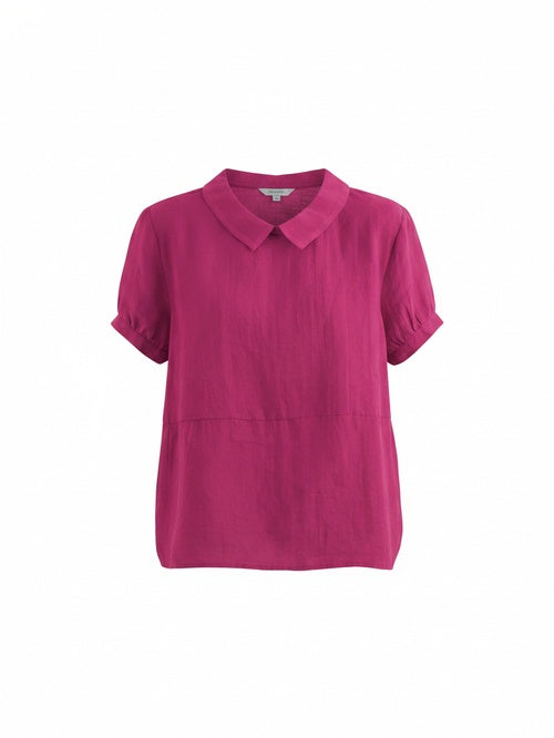 Dames Blouse Korte Mouw met Kraag en Relaxed Fit