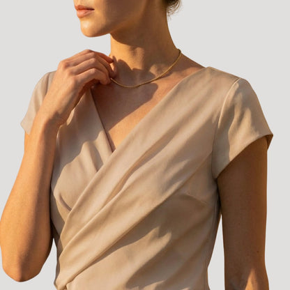Dames Blouse Korte Mouw met Sluiting en V-hals