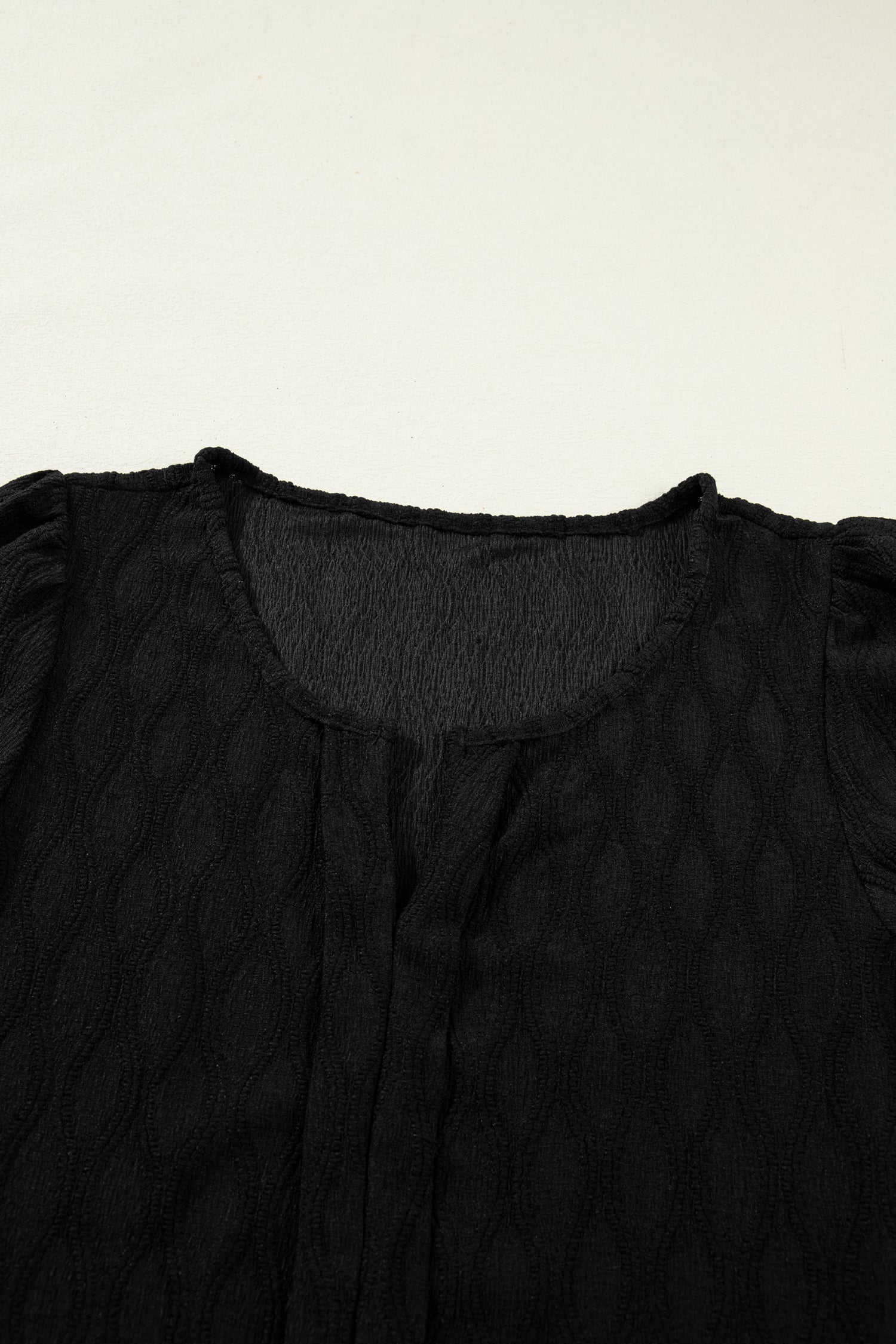 Dames Blouse Korte Mouw met Splitkraag en Pofmouwen
