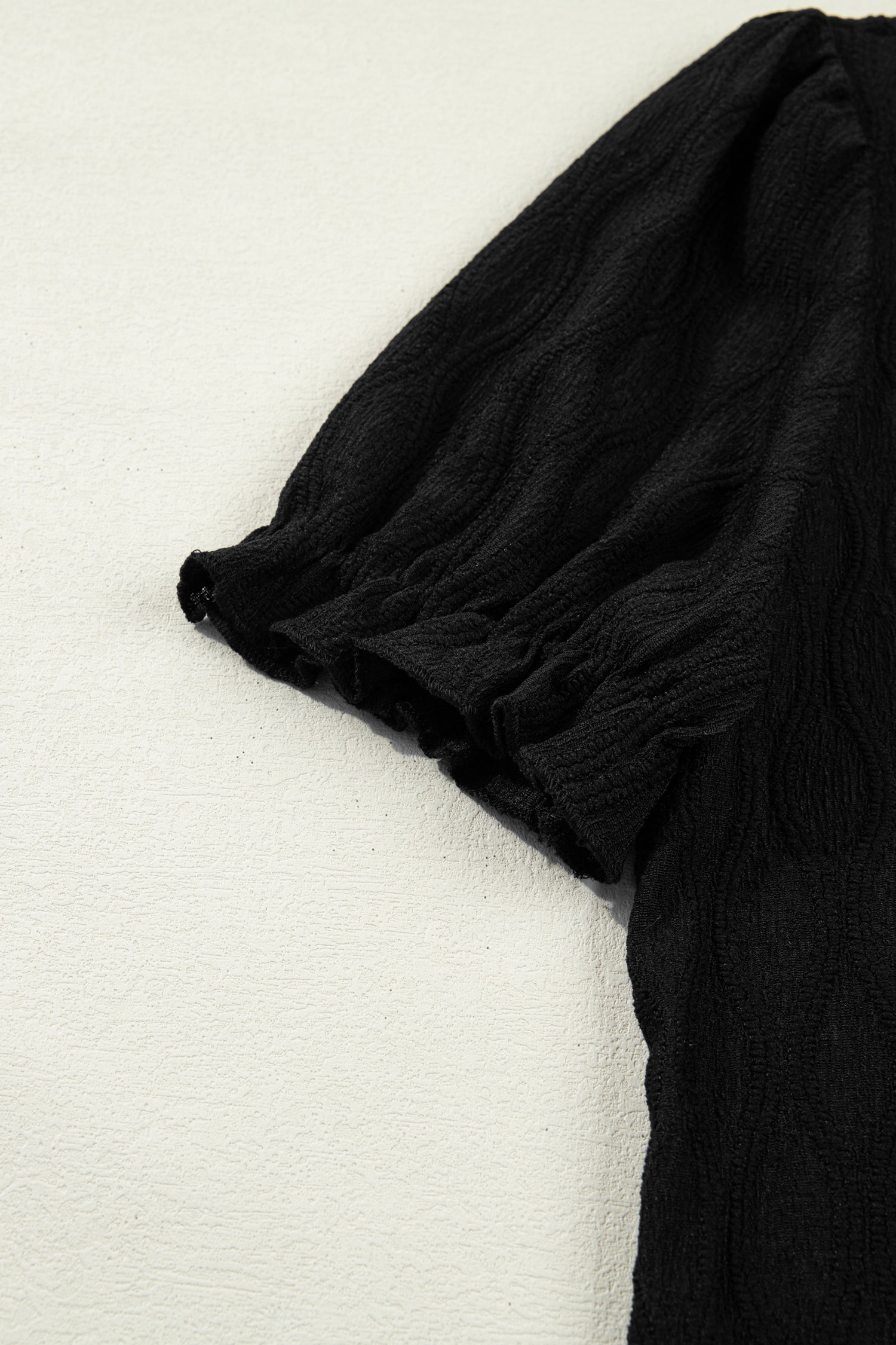 Dames Blouse Korte Mouw met Splitkraag en Pofmouwen