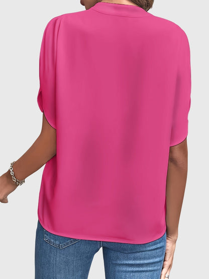 Dames Blouse Korte Mouw met V-hals en Split Mouwen