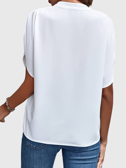 Dames Blouse Korte Mouw met V-hals en Split Mouwen