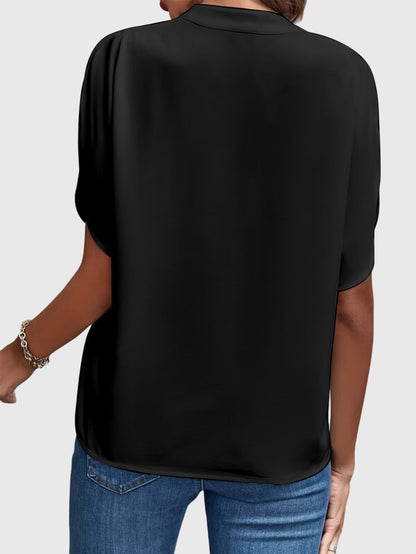 Dames Blouse Korte Mouw met V-hals en Split Mouwen