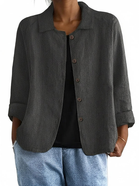 Dames Blouse Lange Mouw met Klassieke Kraag en Knoopsluiting