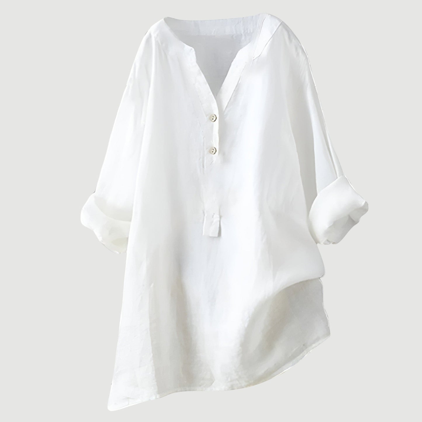 Dames Blouse Lange Mouw met V-hals en Knoopsluiting Oversized Wit