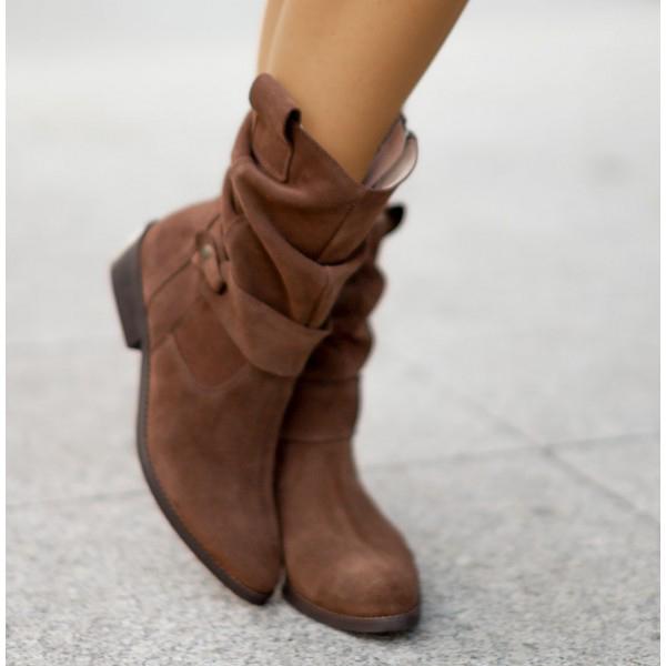 Dames Boots met Ritssluiting en Geplooid Detail op Blokhak