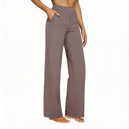 Dames Broek Hoge Taille met Wijde Pijpen en Elastische Tailleband
