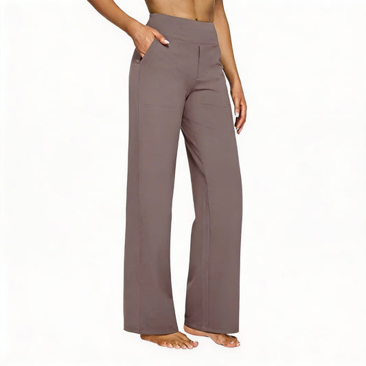 Dames Broek Hoge Taille met Wijde Pijpen en Elastische Tailleband
