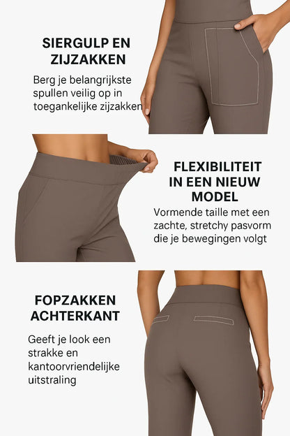 Dames Broek Hoge Taille met Wijde Pijpen en Elastische Tailleband