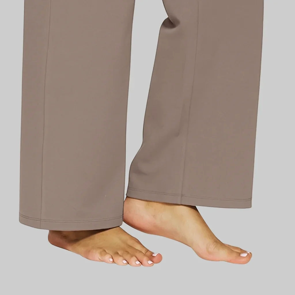 Dames Broek Hoge Taille met Wijde Pijpen en Elastische Tailleband