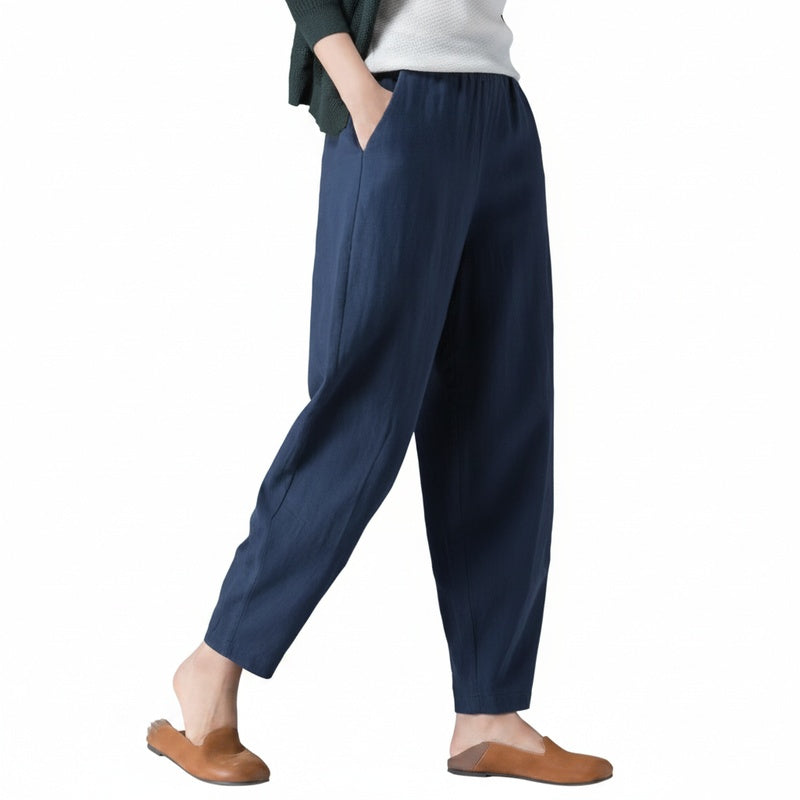 Dames Broek met Elastische Taille en Zijzakken