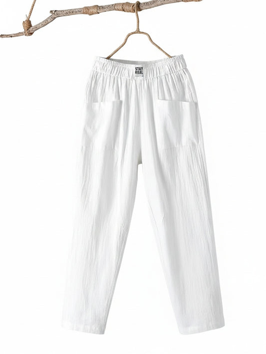 Dames Broek met Elastische Taille en Zijzakken Regular Fit