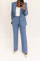 Dames Broekpak met Blazer en Wide Leg Broek met Hoge Taille