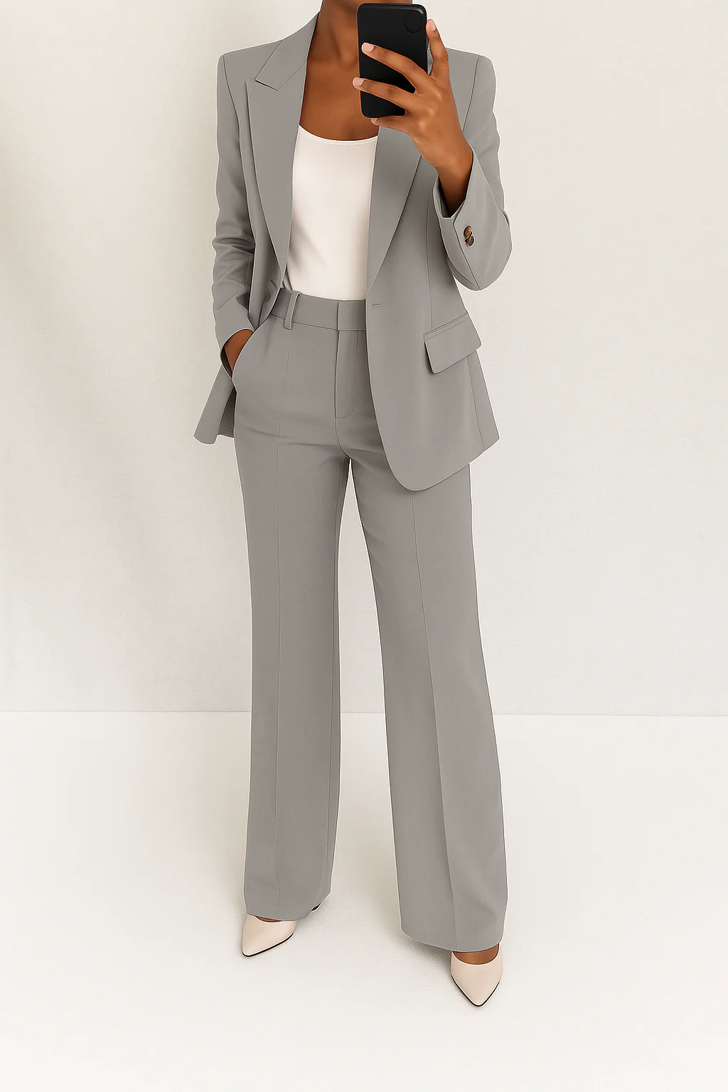 Dames Broekpak met Blazer en Wide Leg Broek met Hoge Taille