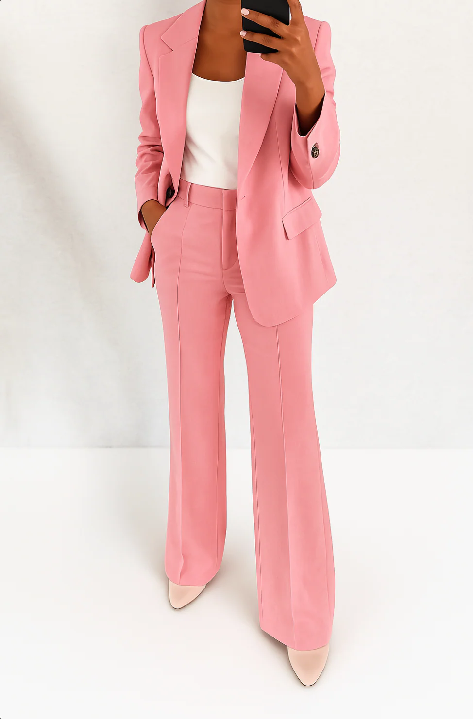 Dames Broekpak met Blazer en Wide Leg Broek met Hoge Taille
