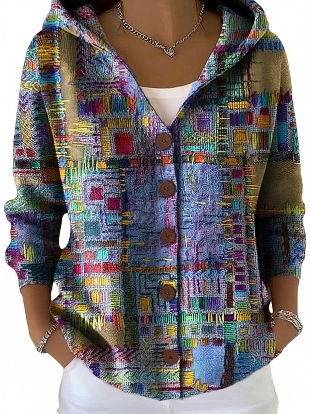 Dames Cardigan met Capuchon en Knoopsluiting