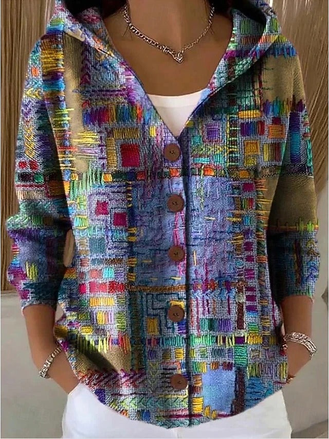 Dames Cardigan met Capuchon en Knoopsluiting