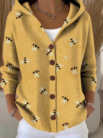 Dames Cardigan met Capuchon en Knoopsluiting