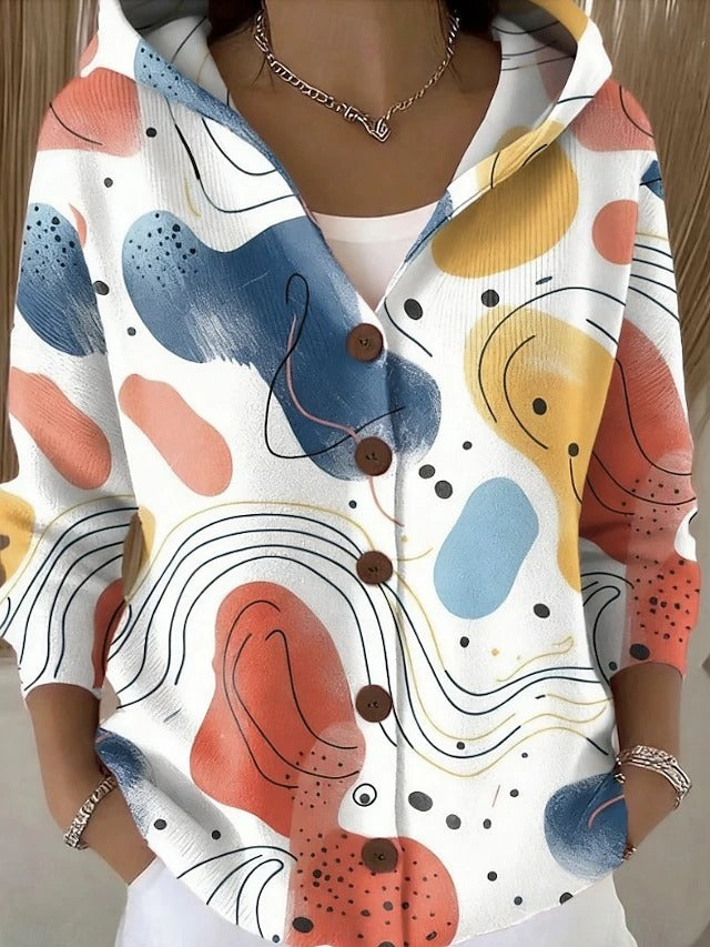 Dames Cardigan met Capuchon en Knoopsluiting