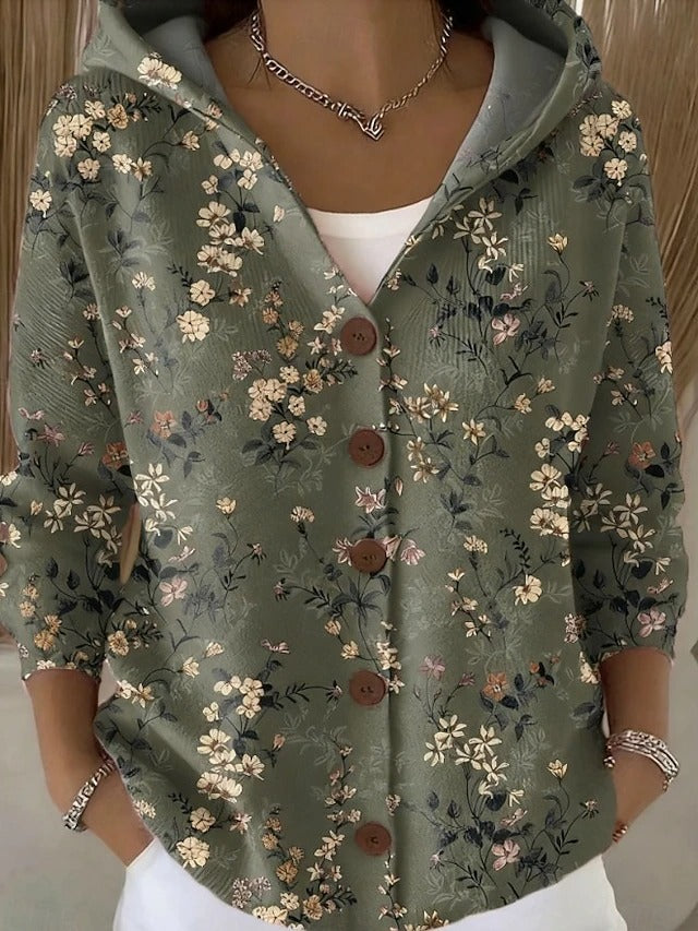 Dames Cardigan met Capuchon en Knoopsluiting