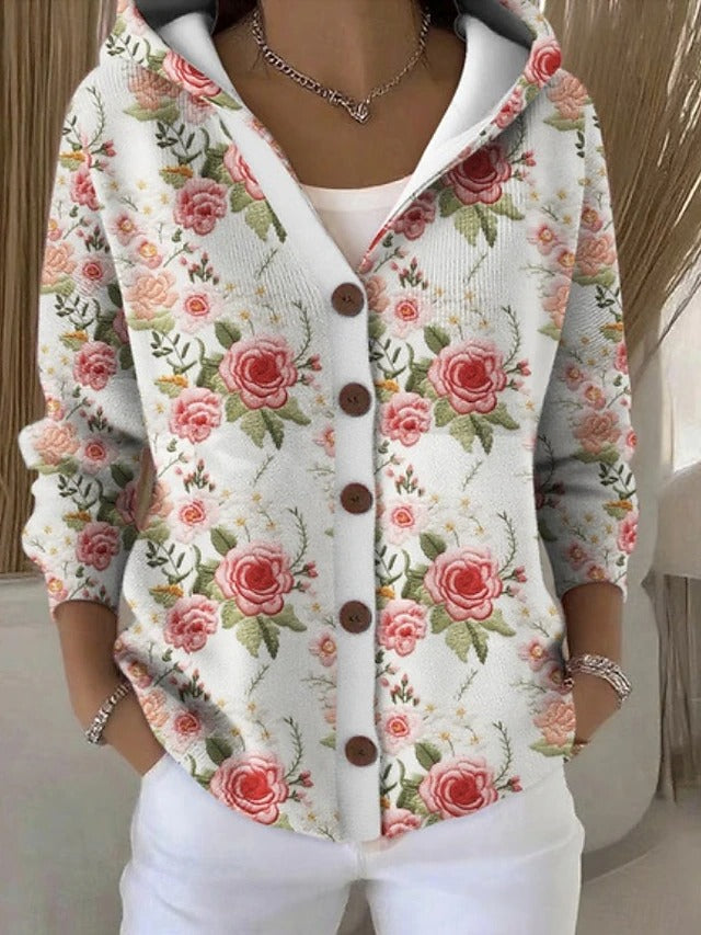 Dames Cardigan met Capuchon en Knoopsluiting