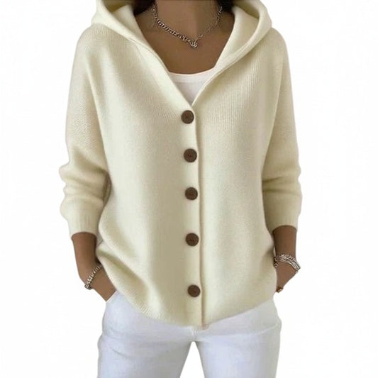 Dames Cardigan met Capuchon en Knoopsluiting Oversized