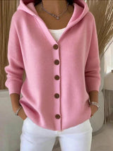 Dames Cardigan met Capuchon en Knoopsluiting Oversized