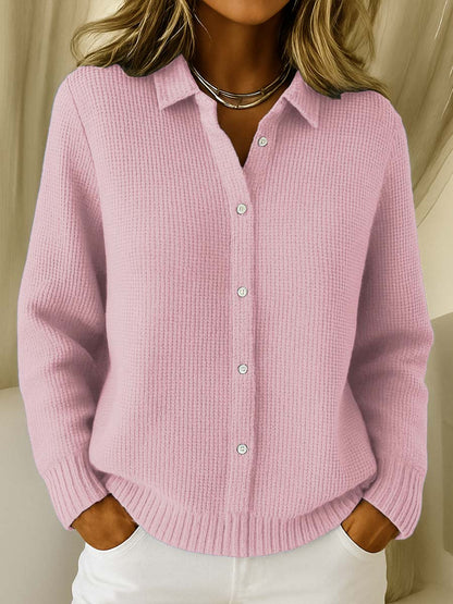 Dames Cardigan met Lange Mouwen en Knoopsluiting Roze