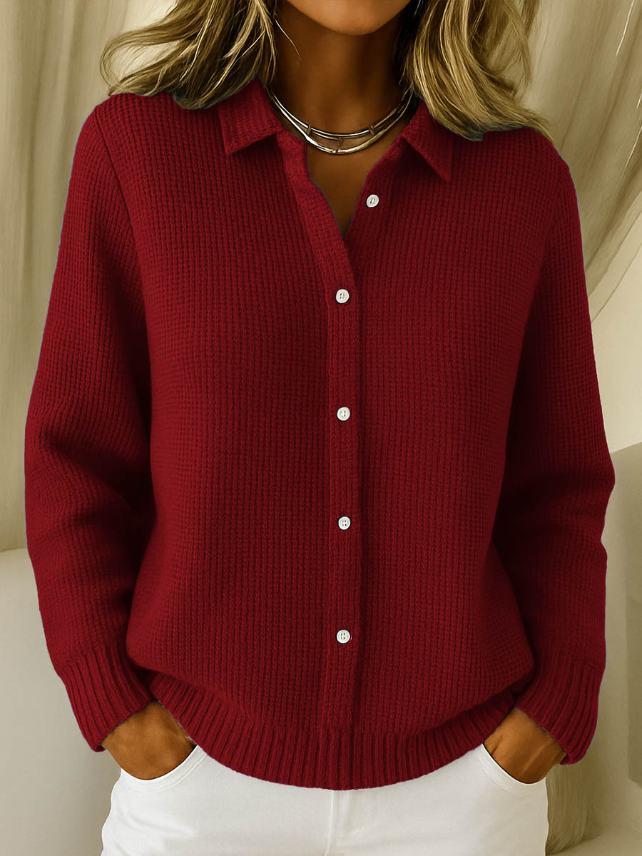 Dames Cardigan met Lange Mouwen en Knoopsluiting Rood