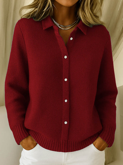 Dames Cardigan met Lange Mouwen en Knoopsluiting Rood