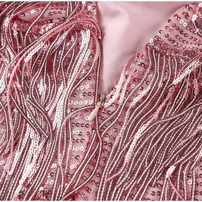 Dames Cocktailjurk met Pailletten en Verenrand