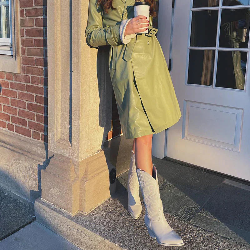 Dames Cowboylaarzen met Metallic Afwerking en Geborduurde Schacht