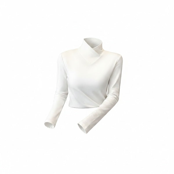 Dames Crop Top Lange Mouw met Gekruiste Coltrui