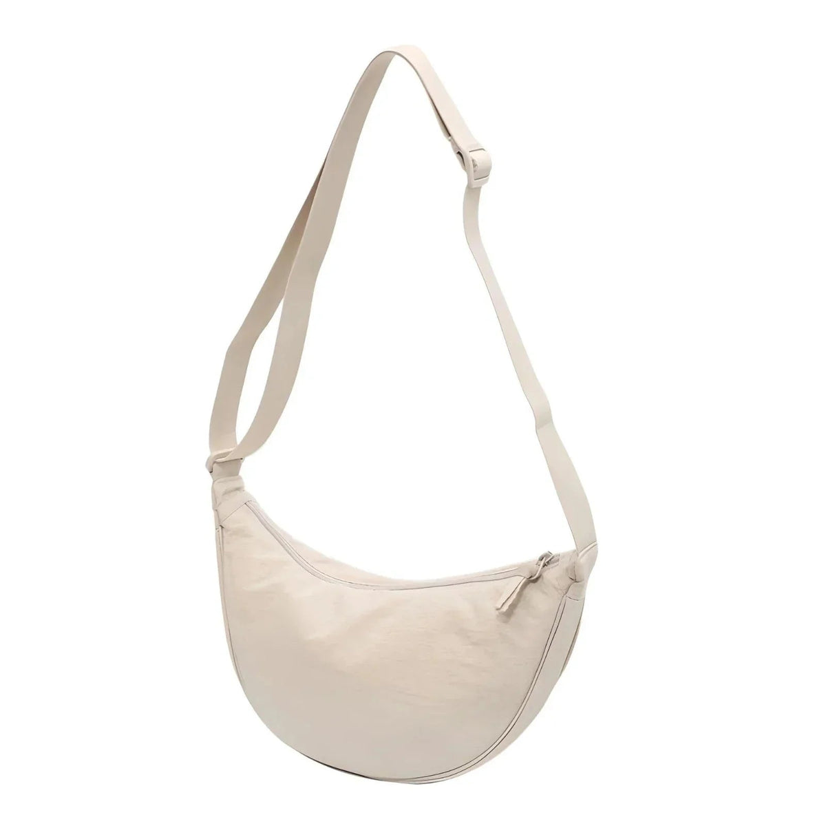 Dames Crossbody Tas Halve Maan met Verstelbare Riem Crème
