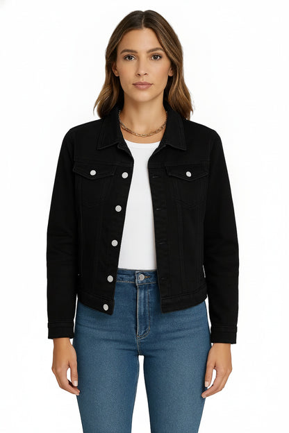 Dames Denim Jacket met Knoopsluiting en Borstzakken