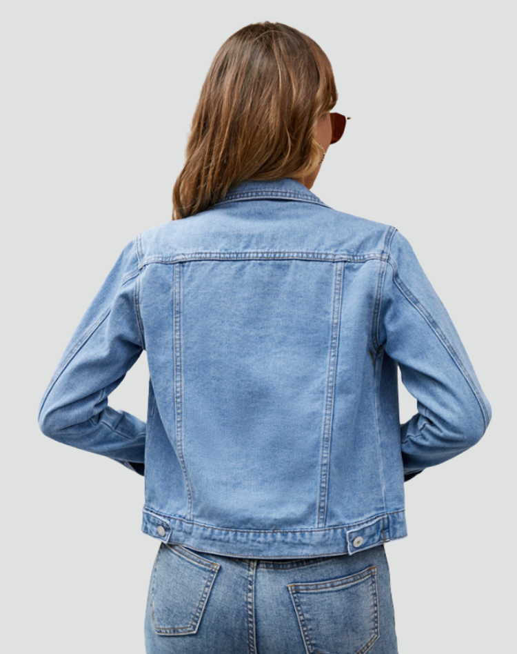 Dames Denim Jacket met Knoopsluiting en Borstzakken