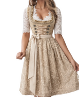 Dames Dirndl Jurk met Kanten Blouse en Vetersluiting